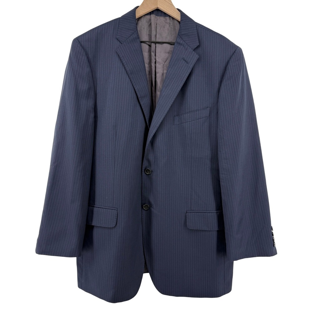 Saks Fifth Avenue Ermenegildo Zegna Navy Blue Pinstripe‎ Wool Suit Jacket 44R